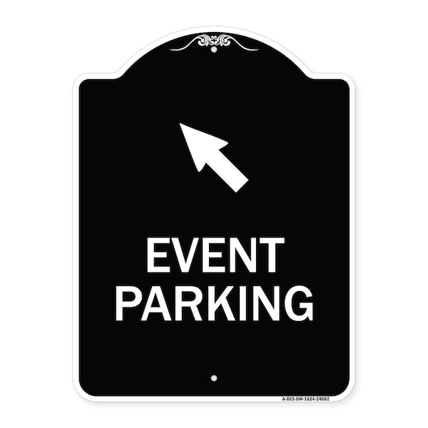 Signmission Event Parking Up Left Arrow Symbol Heavy-Gauge Aluminum Architectural Sign, 24" x 18", BW-1824-24082 A-DES-BW-1824-24082 - main